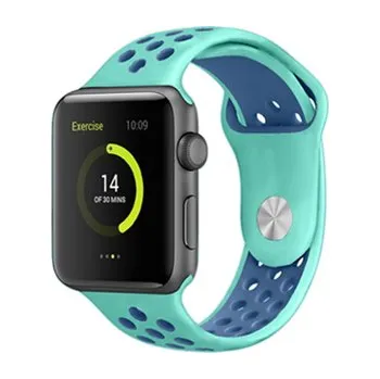 Chytré hodinky Perforovaný řemínek pro Apple Watch 38/40/41/42(S10)mm,Tyrkysovo-modrý
