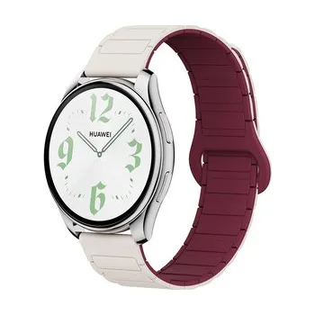 Chytré hodinky Dvojbarevný magnetický řemínek 22mm,Béžovo-vínový