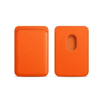 Magsafe magnetická koženková peněženka na telefon,tmavě oranžová
