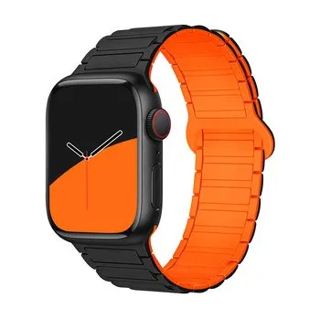 Chytré hodinky Dvojbarevný magnetický řemínek pro Apple Watch 42/44/45/46/49mm,Černo-oranžový