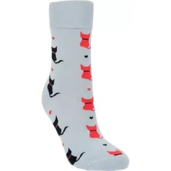 Dámské ponožky Ponožky RS 12066 šedá, kočky velikost 35-38