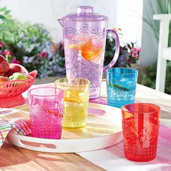 Sklenice 5dílná sada na nápoje Objem džbánu 2 litry, sklenice 460 ml.