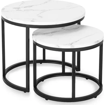 Konferenční stolek JAKS Sada 2 konferenčních stolků Dafne bílý mramor
