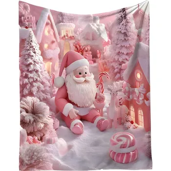 deka Excellent Mikroplyšová hřejivá deka 150x200 cm - Růžový Santa