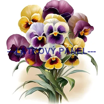 Látkový panel - Macešky - KYT-212 Velikost: 15x15cm, Materiál: Úplet