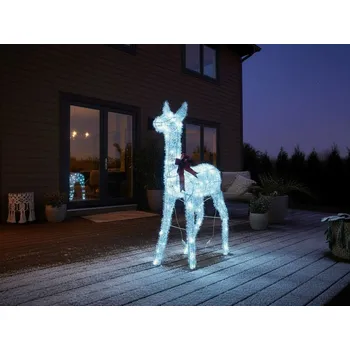 Vánoční dekorace LED venkovní dekorace ve tvaru srny bílá kovová 110 cm osvětlená vánoční figurka moderní styl interiér exteriér Beliani