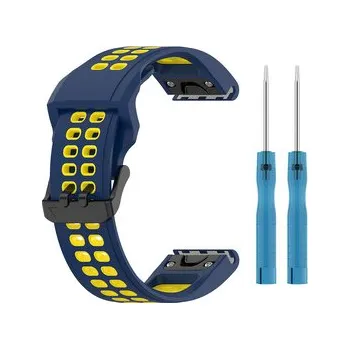 Chytré hodinky QuickFit perforovaný řemínek s přezkou 26mm,Tmavěmodro-žlutý