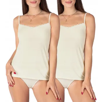 Bellivalini Dámský top s krajkou 2-balení viskóza BLV50-219 Ecru 4XL