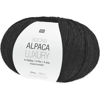 Příze Ponožková příze Rico Design Socks Alpaca Luxury 4ply 008 / černá