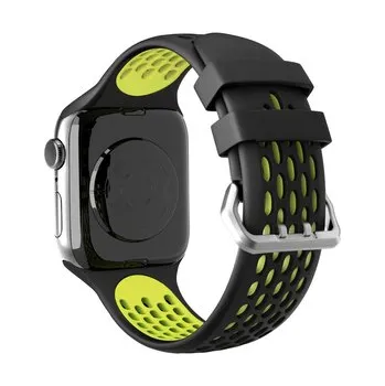 Perforovaný řemínek s dvojitým zapínáním pro Apple Watch 42/44/45/46/49mm,Černo-žlutý