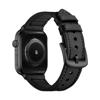 Chytré hodinky Koženo-silikonový řemínek pro Apple Watch 38/40/41/42(S10)mm,Černá