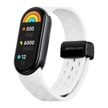Chytré hodinky Silikonový řemínek s magnetickým zapínáním Mi band 8/9/10,Bílá