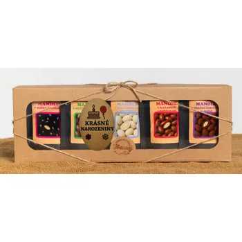 Dárková krabička Dárková sada sladkých mandlí mix 5ks krásné narozeniny (Dárková sada sladkých mandlí mix 5ks krásné narozeniny)