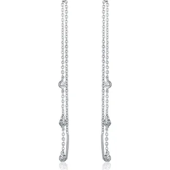 Oblečení a móda JVD Dlouhé stříbrné náušnice se zirkony SVLE2316X61BI00 + 2 měsíce na vrácení zboží
