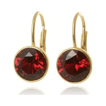 Náušnice Dámské zlacené stříbrné náušnice s červenými zirkony STNAU2040F