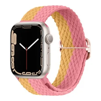 Chytré hodinky Pletený řemínek se sponou pro Apple Watch 42/44/45/46/49mm,Žluto-růžový