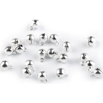 Vánoční dekorace Dekorace kovová - stříbrná rolnička průměr 6 mm s očkem na pověšení