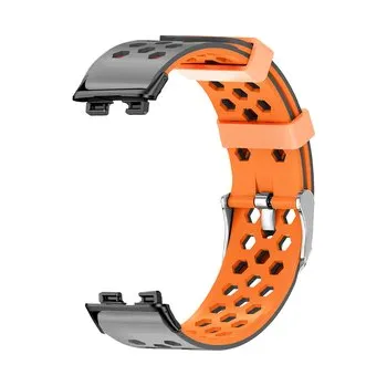 Chytré hodinky Perforovaný řemínek s přezkou Huawei Band 8/9/10,Šedo-Oranžová