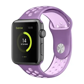 Chytré hodinky Perforovaný řemínek pro Apple Watch 38/40/41/42(S10)mm,Fialovo-růžový