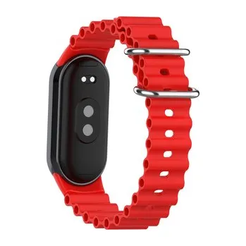 Chytré hodinky Vroubkovaný náramek s přezkou Mi band 8/9/10,Červená,Xiaomi Mi Band 8/9/10