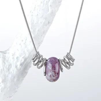 Náhrdelník Ametystový náhrdelník délka 45 cm + 5 cm prodloužení