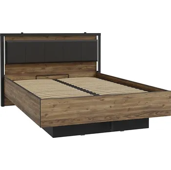Postel Dvojlůžková postel s úložným prostorem OREN 140x200 cm hnědá/černá