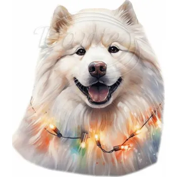 Textilní nažehlovací páska Dante Nažehlovačka Samojed a světýlka - 5 x 6 cm