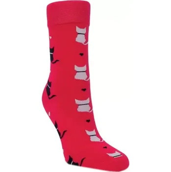 Dámské ponožky Ponožky RS 12066 červená, kočky velikost 35-38