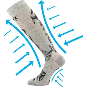 VoXX Kompresní bambusové podkolenky EDICT s ionty stříbra - 1 pár Barva: Šedý melír, Velikost: 35-38 (23-25cm)