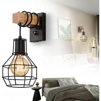 Nástěnné svítidlo NÁSTĚNNÁ LAMPA / SVÍTILNA E27 S VYPÍNAČEM LOFT OBÝVACÍ POKOJ CHODBA KANCELÁŘ HALA