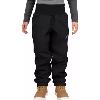 Snowboardové kalhoty Dětské Softshellové Oteplovačky Unuo s beránkem Light Černá Žíhaná velikost 98/104