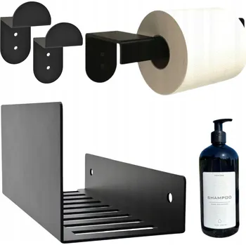 Koupelnový nábytek KOUPELNOVÁ SADA: POLIČKA + HÁČKY + DRŽÁK NA PAPÍR + DÁVKOVAČ