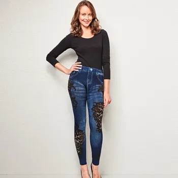 Dámské legíny Slim džegíny Leopard modrá S/M