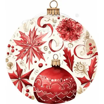 Textilní nažehlovací páska Dante Nažehlovačka Vánoční baňka červená - 5 x 6 cm