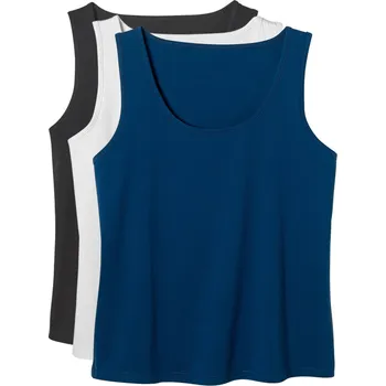 3 chladivé topy černá+bílá+nám.modrá L