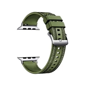 Chytré hodinky Silikonovo-textilní řemínek pro Apple Watch 42/44/45/46/49mm,Zelená