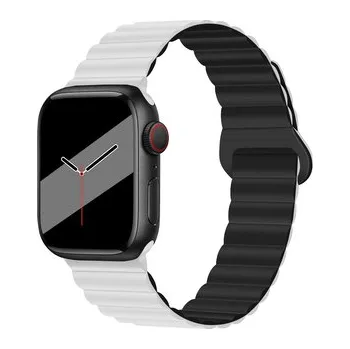 Chytré hodinky Silikonový magnetický řemínek pro Apple Watch 42/44/45/46/49mm,Bílo-černá