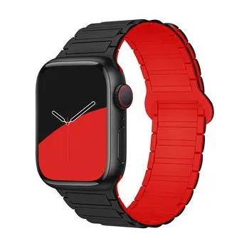 Chytré hodinky Dvojbarevný magnetický řemínek pro Apple Watch 42/44/45/46/49mm,Černo-Červený