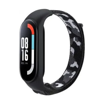 Chytré hodinky Nylonový řemínek kamufláž Mi Band 8/9/10,Černá kamufláž