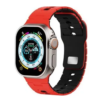 Chytré hodinky Perforovaný dvojbarevný řemínek pro Apple Watch 42/44/45/46/49mm,Červeno-Černý