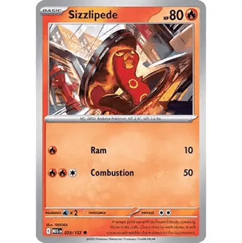 Sběratelská karetní hra Pokémon MEG 029/132 Sizzlipede - Mega Evolution Stav: Near Mint, Verze: REVERSE HOLO