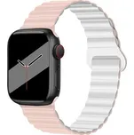 Silikonový magnetický řemínek pro Apple Watch 38/40/41/42(S10)mm,Růžovo-Bílá