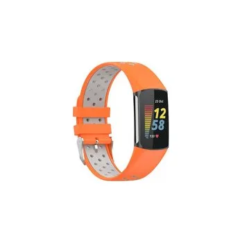 Chytré hodinky Perforovaný řemínek pro Fitbit Charge 5,Oranžovo-Šedý