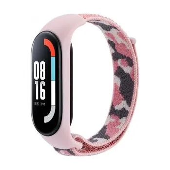 Chytré hodinky Nylonový řemínek kamufláž Mi Band 3/4/5/6/7,Růžová Kamufláž