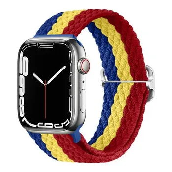 Chytré hodinky Pletený řemínek se sponou pro Apple Watch 38/40/41/42(S10)mm,Modro-žluto-červený