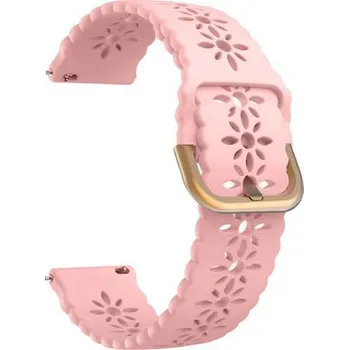 Chytré hodinky Řemínek s perforováním a přezkovým zapínáním 22mm,Světle růžová se zlatou přezkou