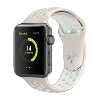 Chytré hodinky Perforovaný řemínek pro Apple Watch 42/44/45/46/49mm,Béžovo-bílý
