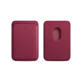 Magsafe magnetická koženková peněženka na telefon,malinová