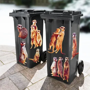 Samolepící dekorace Samolepicí obrázky na popelnici Surikaty hnědá 20-33 cm