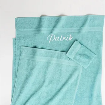 Ručník Froté ručník s výšivkou zelená mořská 90 x 150 cm